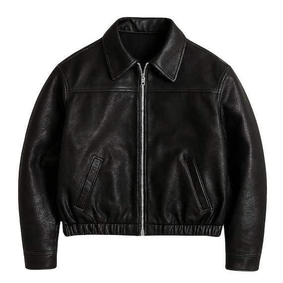 Vintage 1930s Boxy Faux Leather Moto Jacket: Minimalist Streetwear