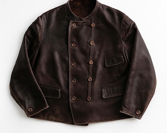 Vintage 1950s Swedish Military Motorcycle Jacket – Mens Black