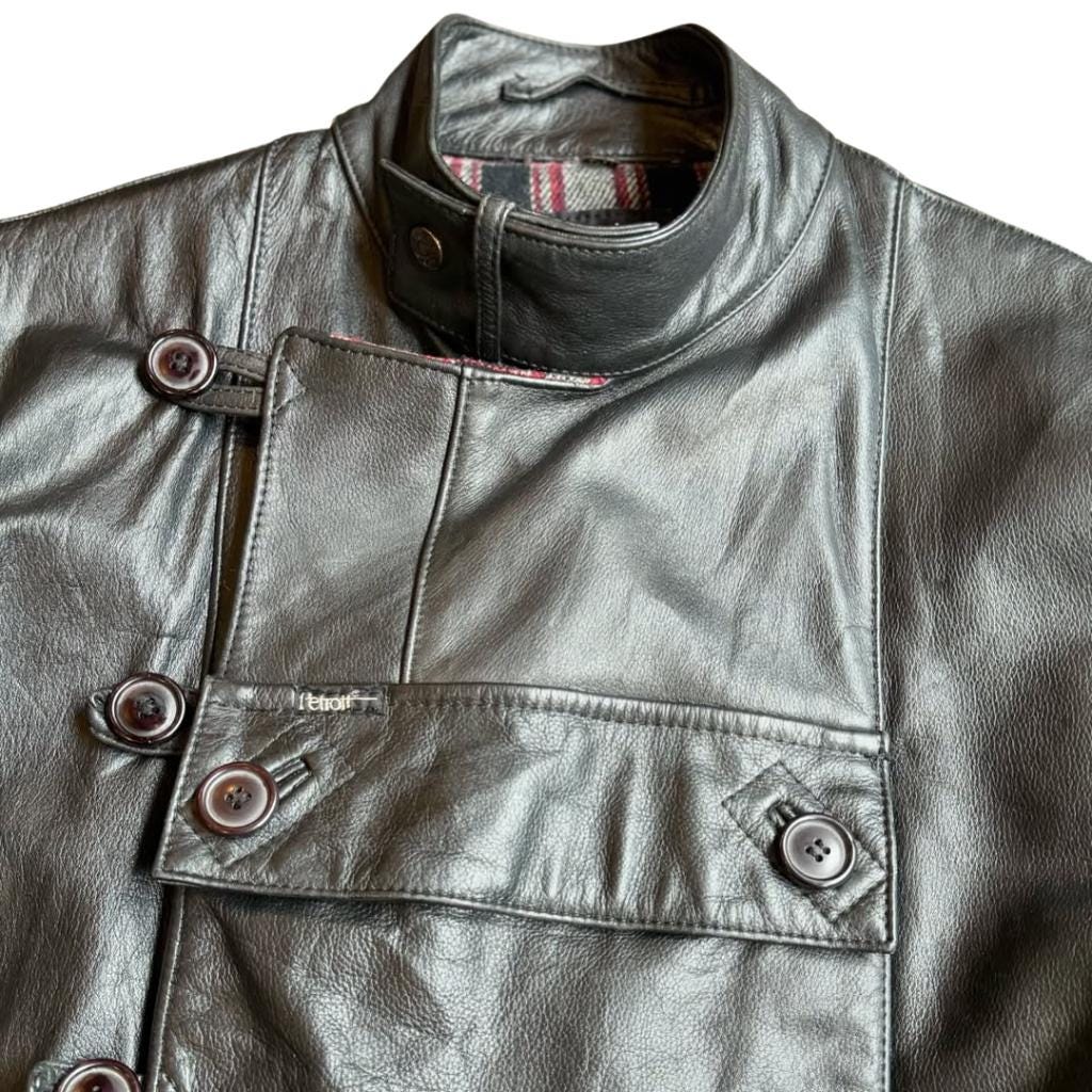 1940s Vintage Swedish Army Leather Motorcycle Jacket Sheepskin