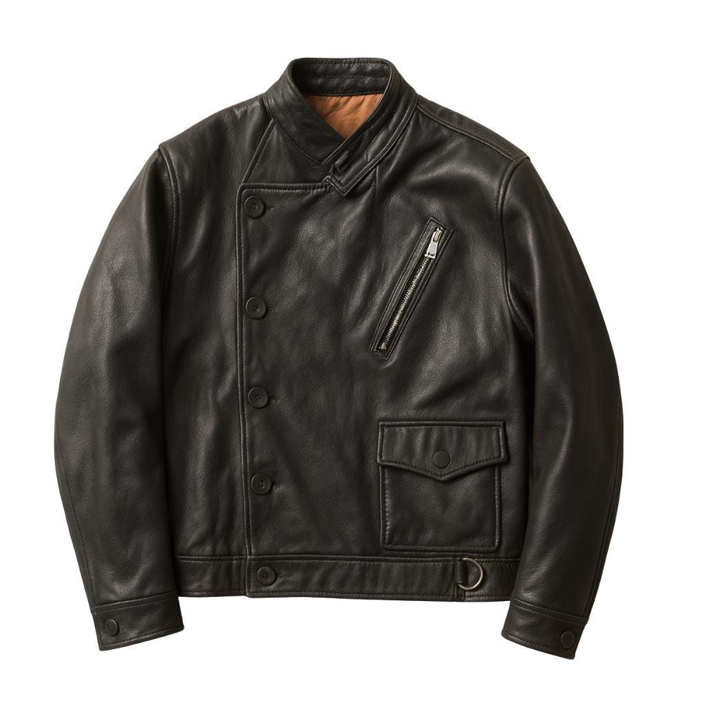 Vintage Tanker Fireman Clasp Leather Jacket | Men's Black