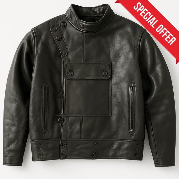 Vintage 1940s Swedish Motorcycle Jacket Heavy Leather Cowhide