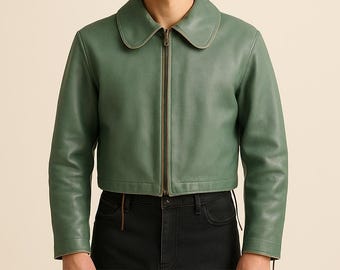 Vintage deutsches U-Boot U-Boot Unisex abgeschnitten Lederjacke