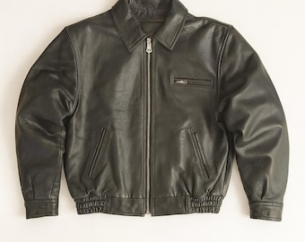 Vintage Boxy Cowhide Leather Jacket: Handmade Classic Outerwear