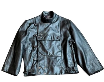 Chaqueta de moto de cuero vintage del ejército sueco de los años 40, de piel de oveja para adulto.