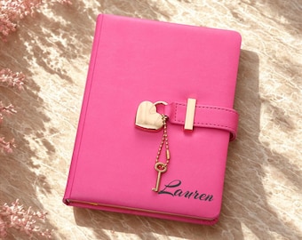 Engraved Journal With Lock, Custom Name Diary, Personalized Notebook, Gift for Girls, Christmas, Birthday.