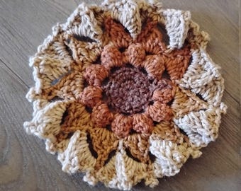 Crochet Bowl Coaster Pattern PDF, Easy Crochet Flower Coaster, Rustic Round Coaster Pattern, Beginner Crochet Home Décor, Thanksgiving Décor
