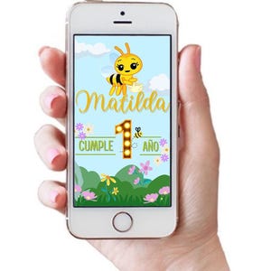 Birthday Video Invitation - Cute Bee Theme - Plim Plim Inspired - Abejita chiquitita - Spanish or English - Editable Text - Digital Download