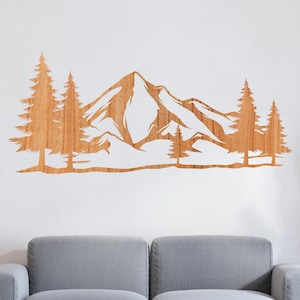 Mountain Wooden Wall Art, Mountain Wall Art Wooden Hanging, Wood Mountain Range Silhouette, Natural Wooden Wall Art, Rustic Wood Wall Decor