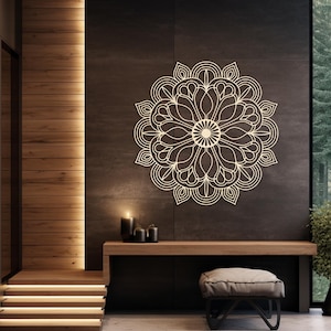 Wood Mandala Wall Art, Mandala Wall Hanging, Elegant Wooden Mandala, Wood Wall Art Flower, Laser Cut Mandala, Geometric Mandala Wall Wood