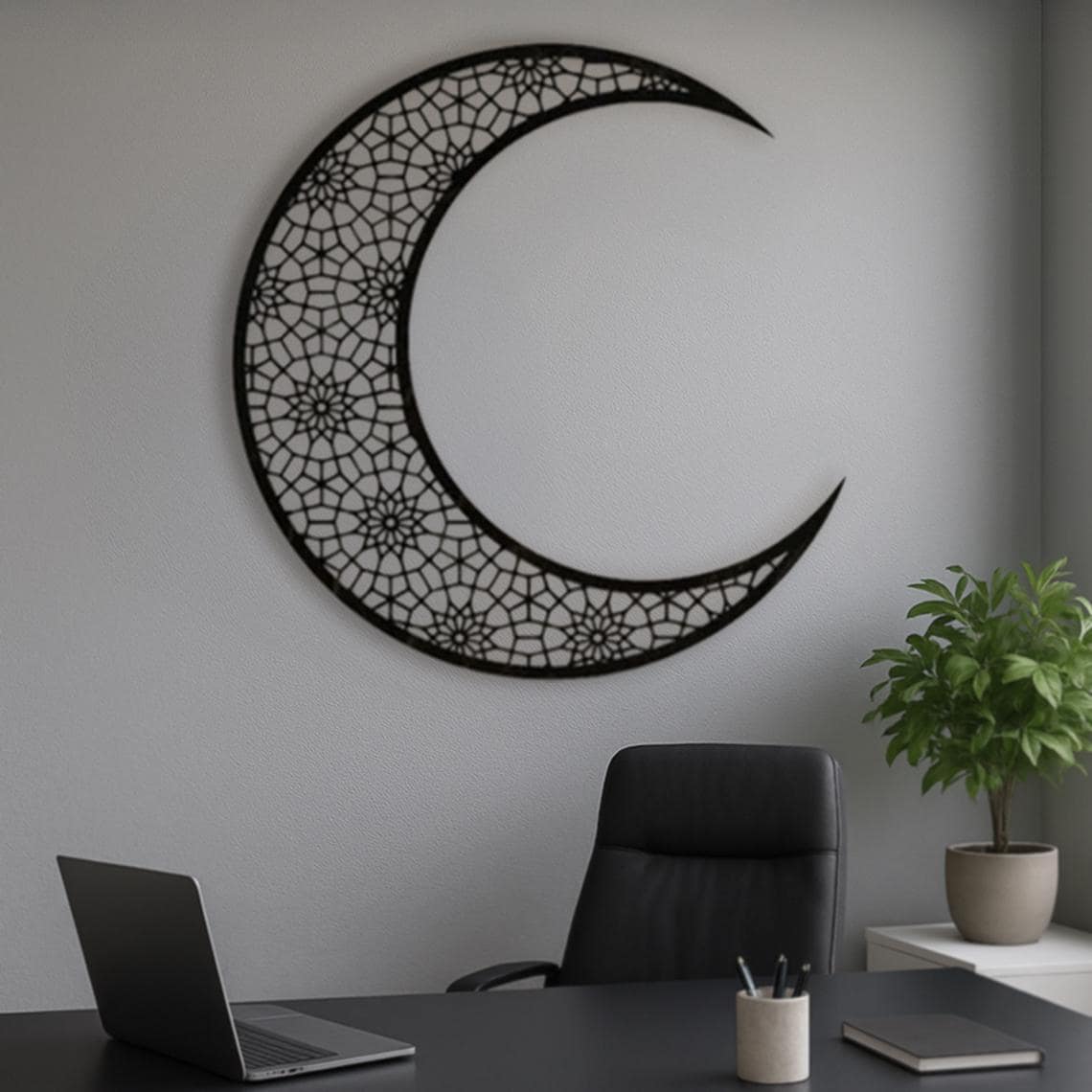 Moon Wood Wall Art, Wood Crescent Moon, Lunar Wall Decor, Half Moon ...