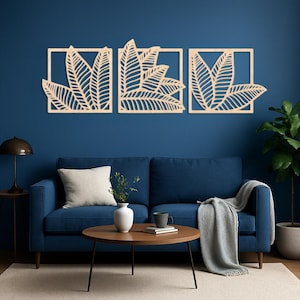 Tropical Leaves Wall Art, Wood Panel Wall Art, Set of 3 Wood Wall Art, Palm Leaf Wall Art, Wood Palm Leaf Wall Hanging, Monstera Leaf Wood
