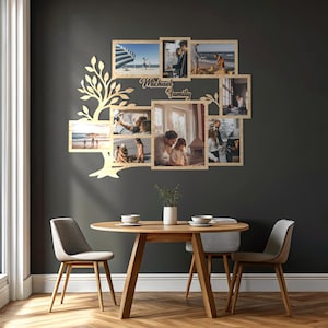 Wooden Picture Frame Set, Multiple Photo Frame, Wood Picture Frame Collage, Big Photo Wall Gallery, Wall Family Photo Holder,  9 Photo Set
