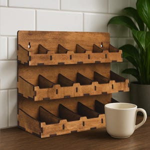 Wood tea bag holder, Tea bag organizer, Tea organizer shelf, Wooden tea shelf, Tea bag rack, Tea bag storage