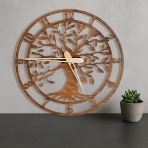 Holz Wanduhr, Baum Wanduhr, Natur Wanduhr, Baum des Lebens Uhr, Wanduhr Silent Wood, Wanduhr Unikat, Holzuhr Dekor