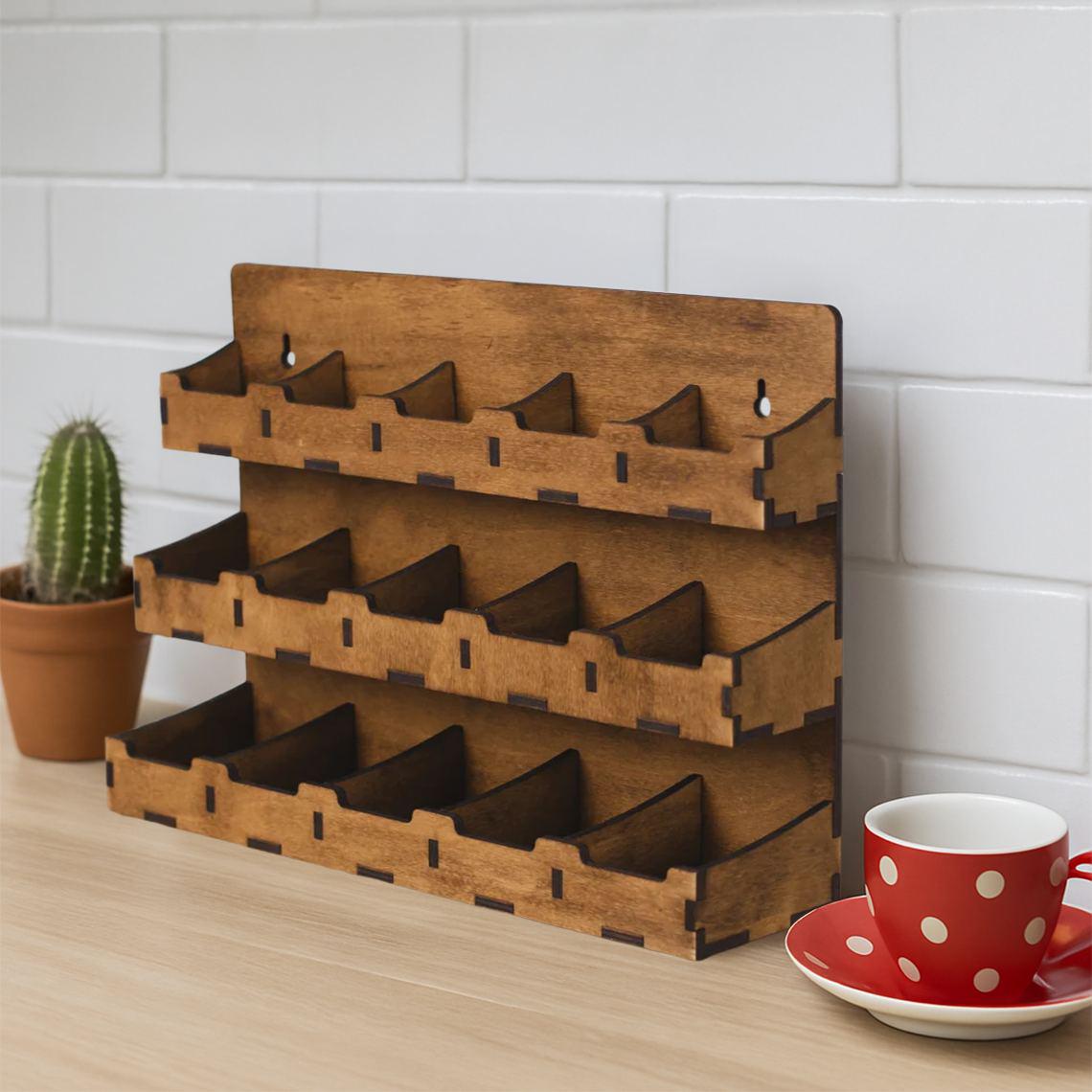 Wood Tea Bag Holder, Tea Bag Organizer, Tea Organizer Shelf, Wooden Tea ...