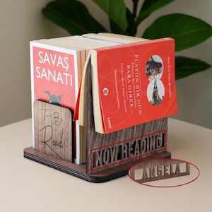Wooden Book Holder, Personalized Book Holder, Book Organizer Wood ,Wooden Book Stand, Book Holder for Desk, Nightstand Book Holder