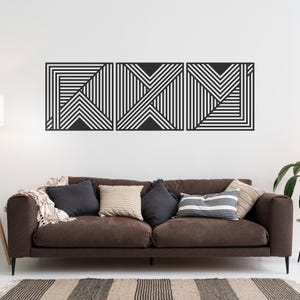 Arte abstracto moderno en madera, arte geométrico de pared de madera, paneles geométricos de pared de madera, panel de líneas geométricas, arte moderno de pared de madera, arte de pared de madera