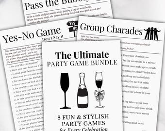 Pacote de Jogos de Última Hora para Festas, 8 Jogos Divertidos para Comemorações, Jogos para Reunir Amigos e Família, Jogos para Imprimir (Download Instantâneo)