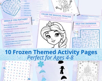 Livro de atividades de aniversário Frozen: Jogos para festa de princesa (PDF para imprimir)