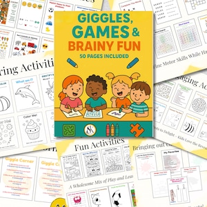 Kids Activity Book: 50 Pages of Games, Puzzles, Coloring (PDF Printable)