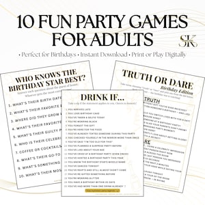 Editable & Printable  Adult Birthday Party Games Bundle, Fun Party Games, Drinking Games, Weekend Fun Games (Instant Download)