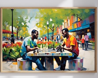 Black Man Playing Chess in the Park