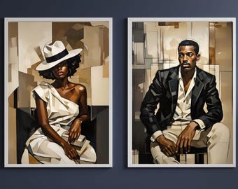Black Wall Art, Black Man Art, Black Woman Art, Black Couple Art, Black Couple Wall Art, African American Art, Vintage Wall Art