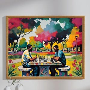 Chess Art Print, Black Wall Art, Black Man Art, Black Man Wall Art, Black Men Art, African American Art, African American Wall Art