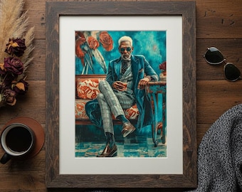 Arte de parede afrocentrada, arte de parede negra, arte negra, arte de parede com homem negro, arte de homem negro, decoração afrocentrada, arte afro-americana, presente para ele