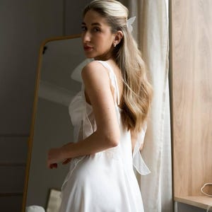 Silk Mini Babydoll for Bride, Bridal Lingerie Set with Built-In Cups, Romantic Wedding Night Outfit image 16