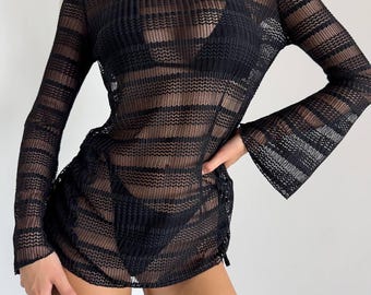 Conjunto de bikini minimalista con pareo / Copas extraíbles / Tirantes finos ajustables / Traje de baño ligero de tres piezas / Ropa de playa de verano