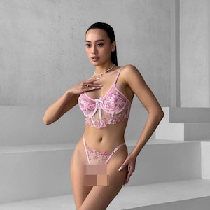 Ensemble Lingerie Ouverte Dentelle Noire - Soutien-gorge & Culotte Seins/fesses Nus - Neuf Avec étiquettes