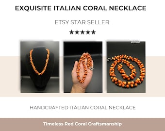 Handgemachte Rote Koralle Halskette - Mediterran Edelstein Schmuck