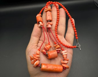 Handgemachte Italienische Rote Koralle Halskette - Handgemachter mediterraner Schmuck