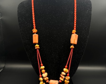 Handgemachte Italienische Rote Koralle Halskette - Perlenedelstein Schmuck