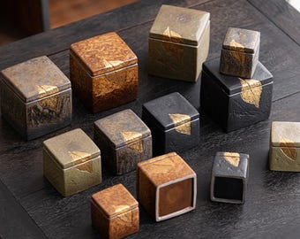 Juego de latas de té de cerámica Kintsugi hechas a mano: Almacenamiento hermético para café (Decoración Japandi)