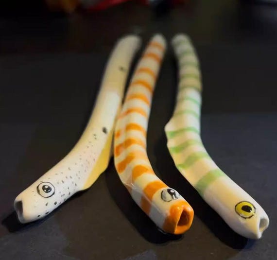 Garden Eel Ceramic Straw, Funny 3D Fish Reusable Drinking Straw, Unique Ocean Lover Gift, Quirky Marine Life Art, Handmade Pottery Tea Tool