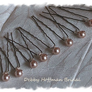 Pearl Bridal Hair Pins, Wedding Hair Pins, Rose Gold, Ivory, White Pearl Bobby Pins, Rose Gold Pearl Hair Pins, 6mm Set of 6, 9, 12, 15