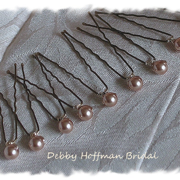 Pearl Bridal Hair Pins, Pearl Wedding Hair Pins, Rose Gold Pearl Bobby Pins, Rose Gold Pearl Hair Pins, Set of 6,9,12 Pearl Hair Accessory