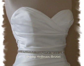 Thin Wedding Sash, Rhinestone Bridal Sash, Jeweled Bridal Belt, Crystal Belt, Skinny Rhinestone Bridesmaid Sash Belt, No. 6000S, SALE