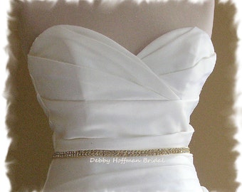 Gold Bridal Sash, Thin Gold Jeweled Bridal Belt,  Rhinestone Gold Wedding Belt, Skinny Gold Wedding Sash, Gold Bridesmaids Belt, No. 6000SG