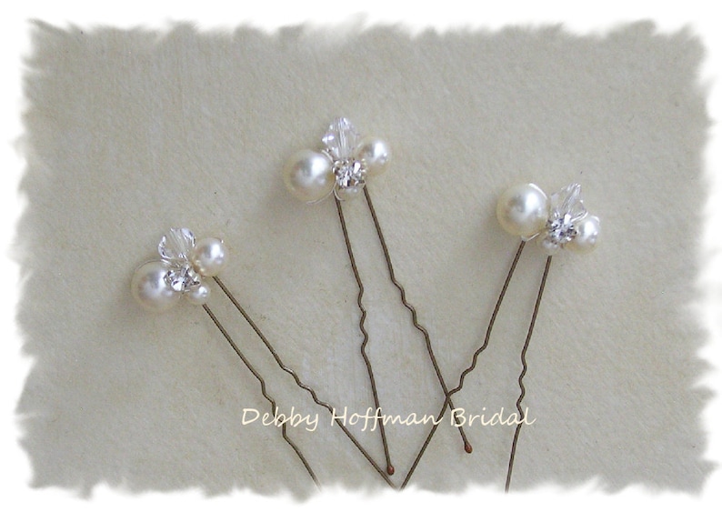 Pearl Hair Pins Bridal Hair Pins Swarovski Crystal Pearl Etsy
