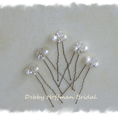 Épingles à cheveux perle, épingles à cheveux de mariée, cristal Swarovski perle mariage épingles à cheveux, morceau de cheveux de mariage perle strass, lot de 3, 5, 7, 9 n° 1010