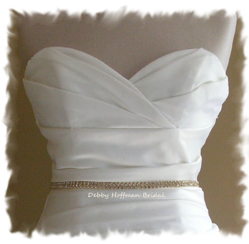 Gold Bridal Sash Thin Gold Jeweled Bridal Belt Rhinestone Etsy