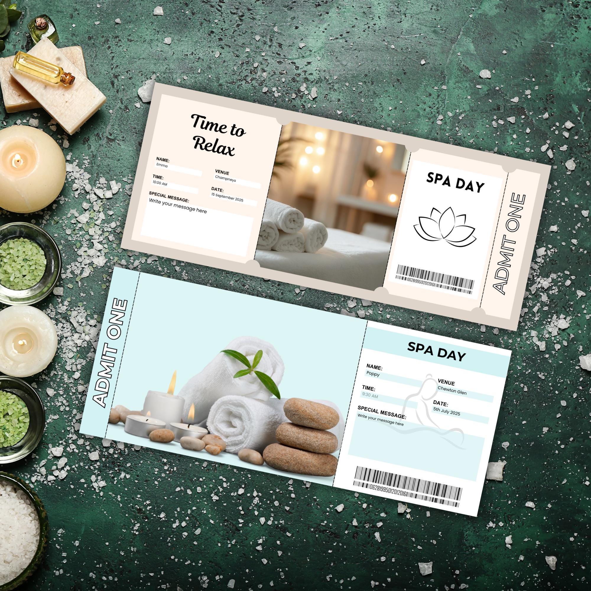 Spa Day Birthday Gift Ticket: Editable Canva Voucher (digital Download ...
