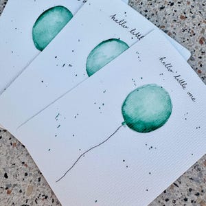 Grußkarte HELLO LITTLE ONE, Aquarell, handgemalt