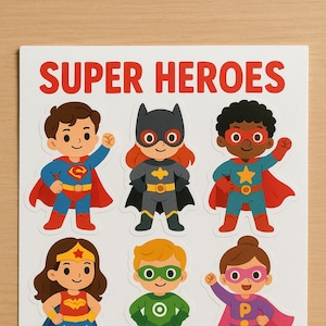Little Hero Stickers - Adorable Shapes for Kids Superhero Party Stickers - Cute Kid Designs Unleash the Cute Superhero - Digital Download