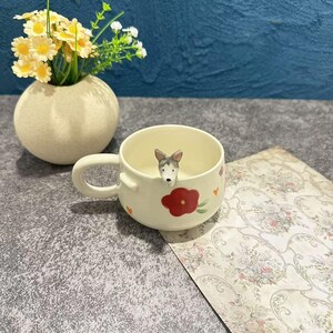 Custom Cute Colorful Daisy Pet Mug/Custom Flowers Pet Coffee Mug,Custom Cat Ceramic Mug,Gift For Dog Owner,Birthday Gift, Gift For Her,400ML