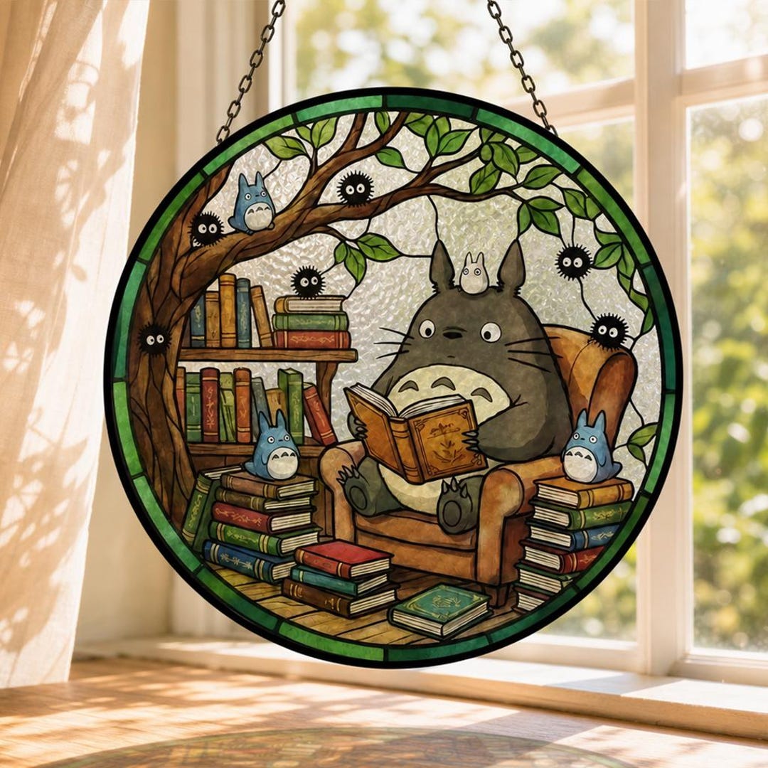 Totoro Stained Glass Suncatcher, My Neighbor Totoro Window Garden