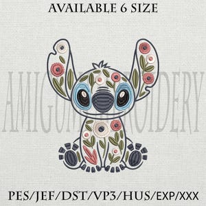 Floral Stitch Embroidery Design, Cute Stitch Embroidery File, Boho Flower Stitch Machine Embroidery Design
